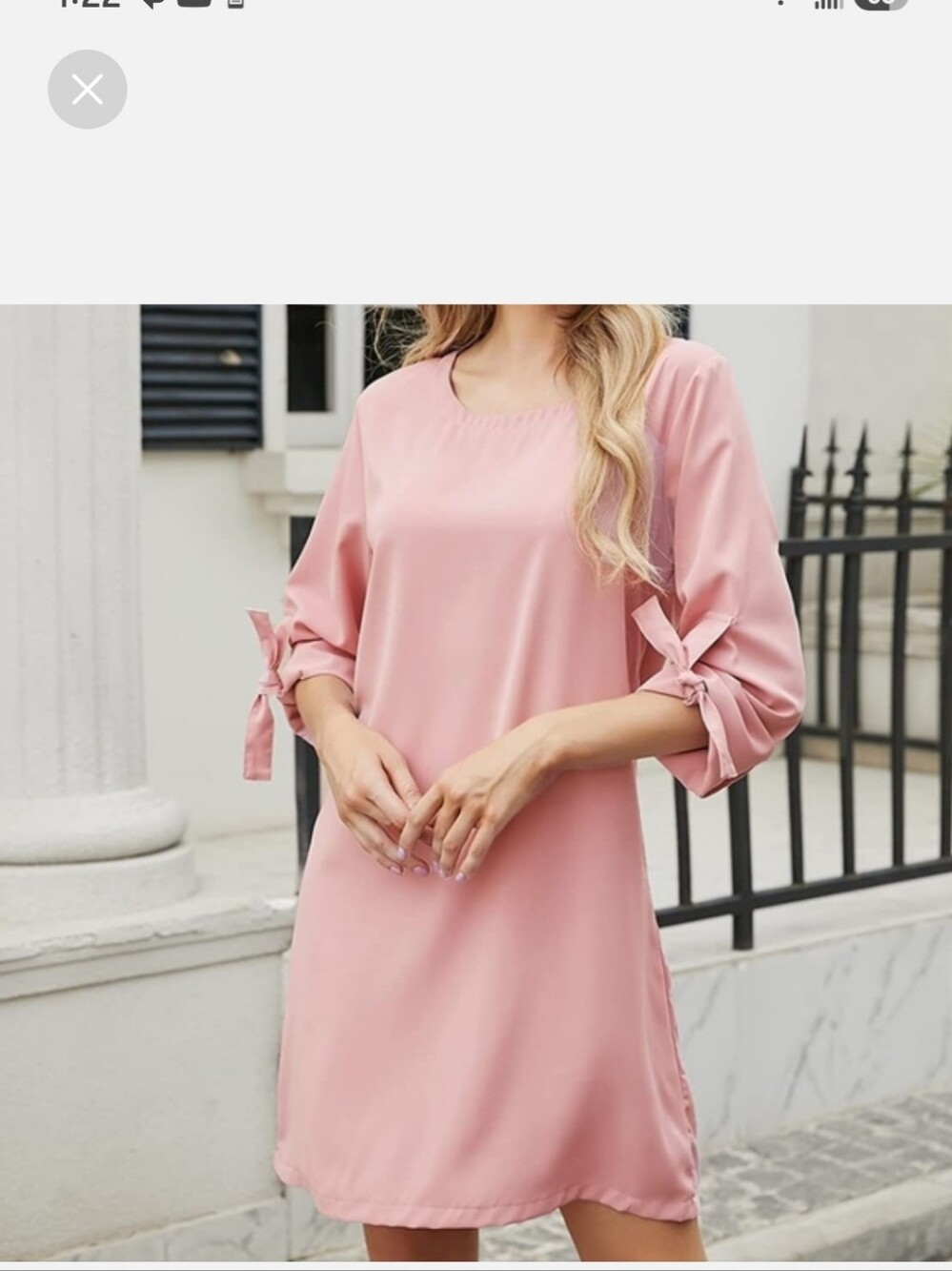 YOINS Pink Shift Mini Dress with Bow Accent